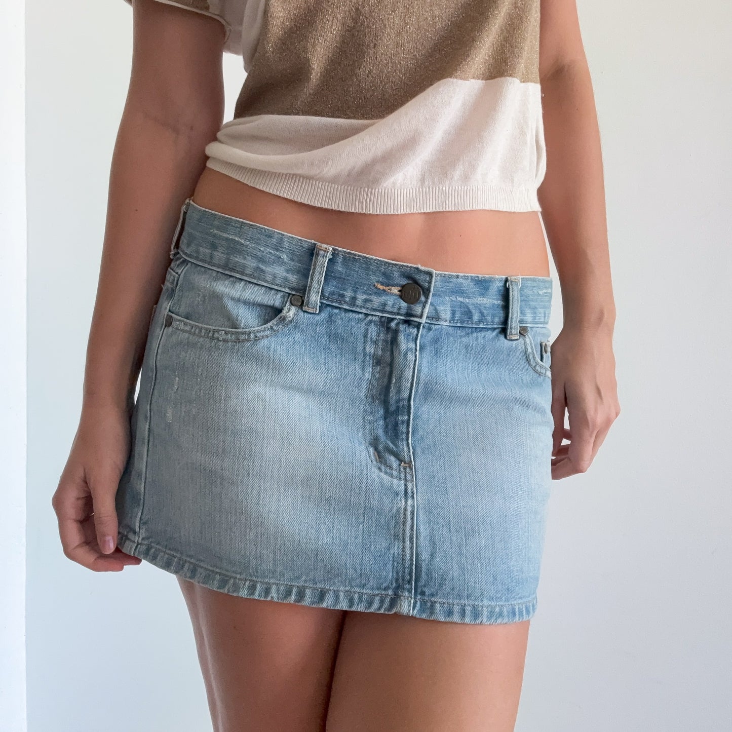 Y2K Light Wash Denim Mini Skirt / SZ L
