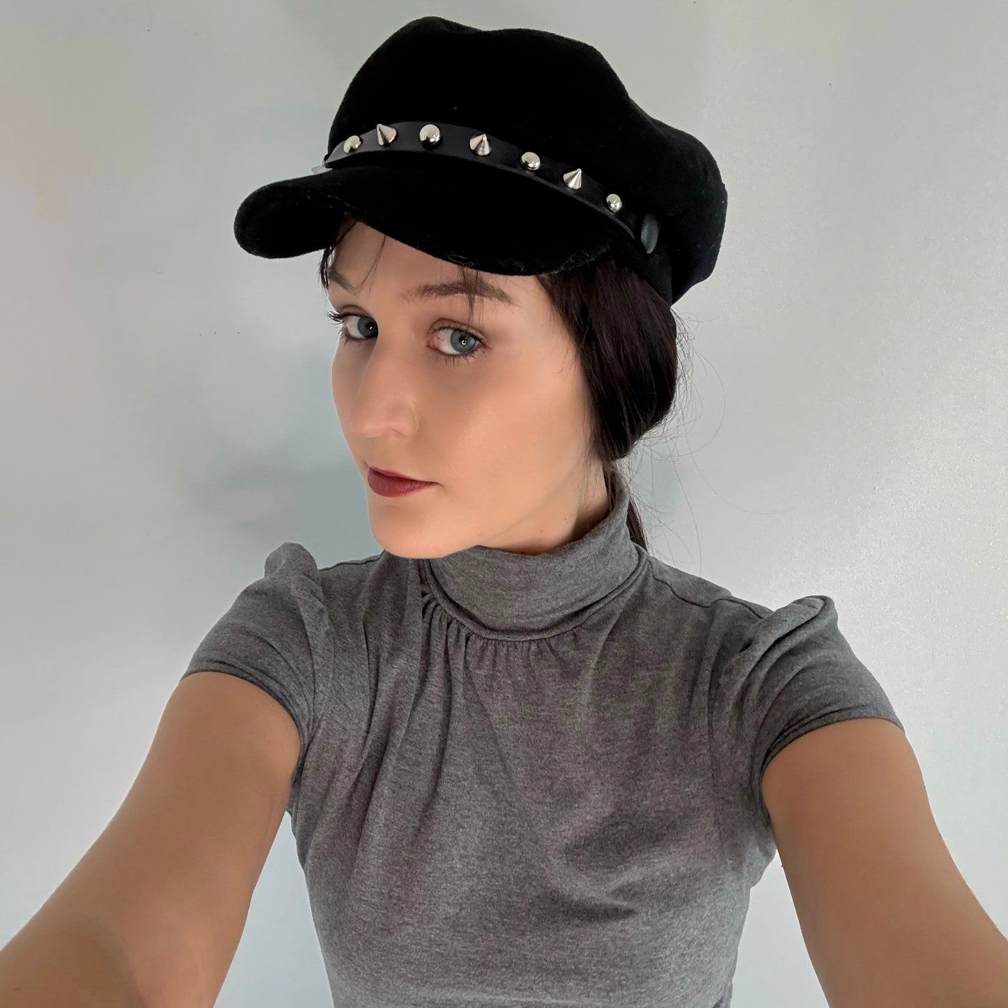 Y2K Black Studded Chain Cap