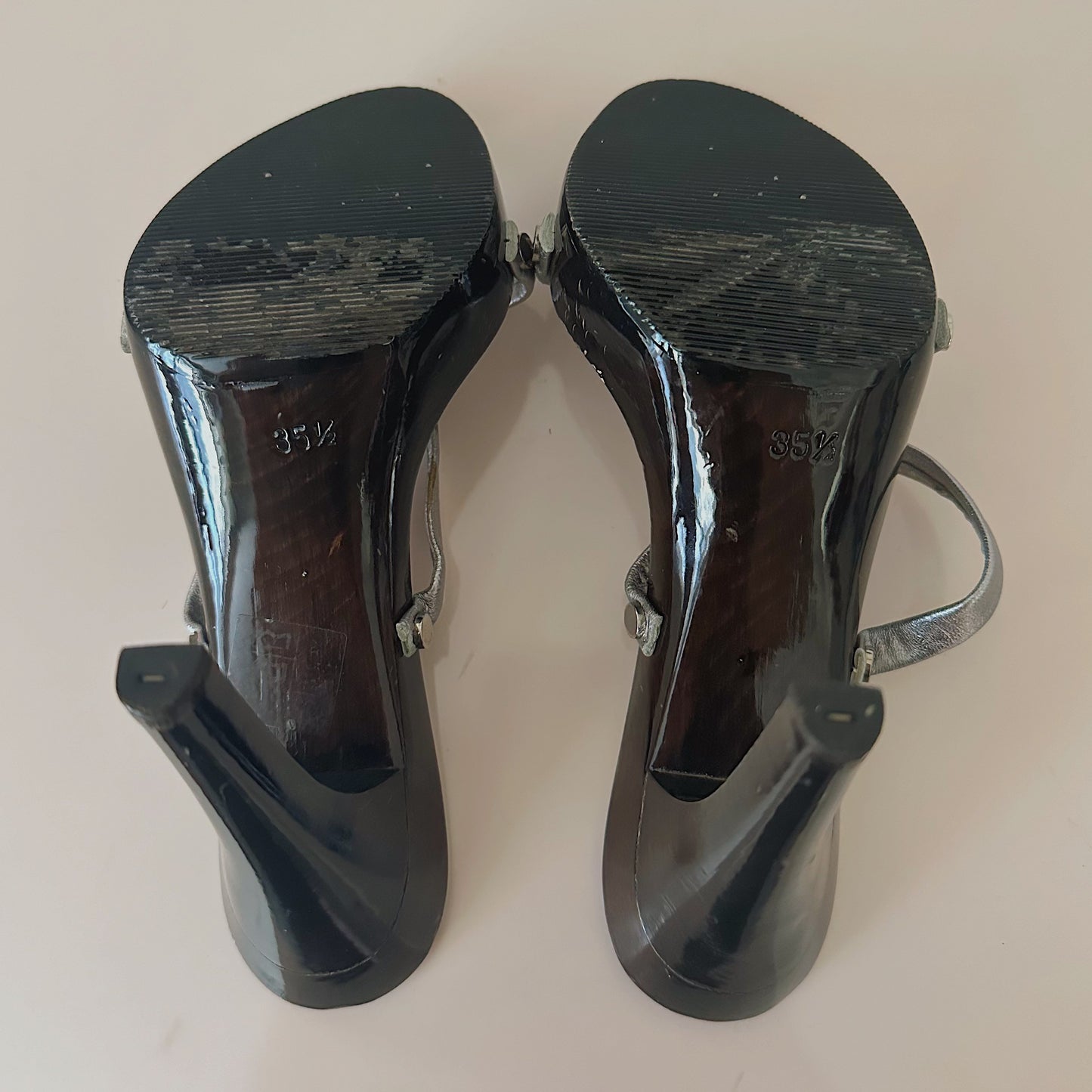 Gianni Versace Silver Heeled Sandals / SZ 5.5