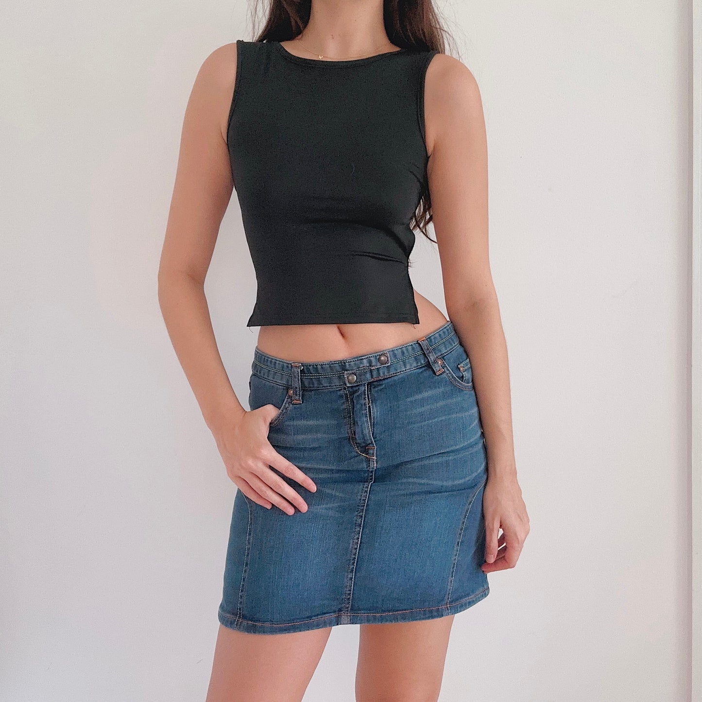 Y2K Dark Denim Low Rise Skirt / SZ S