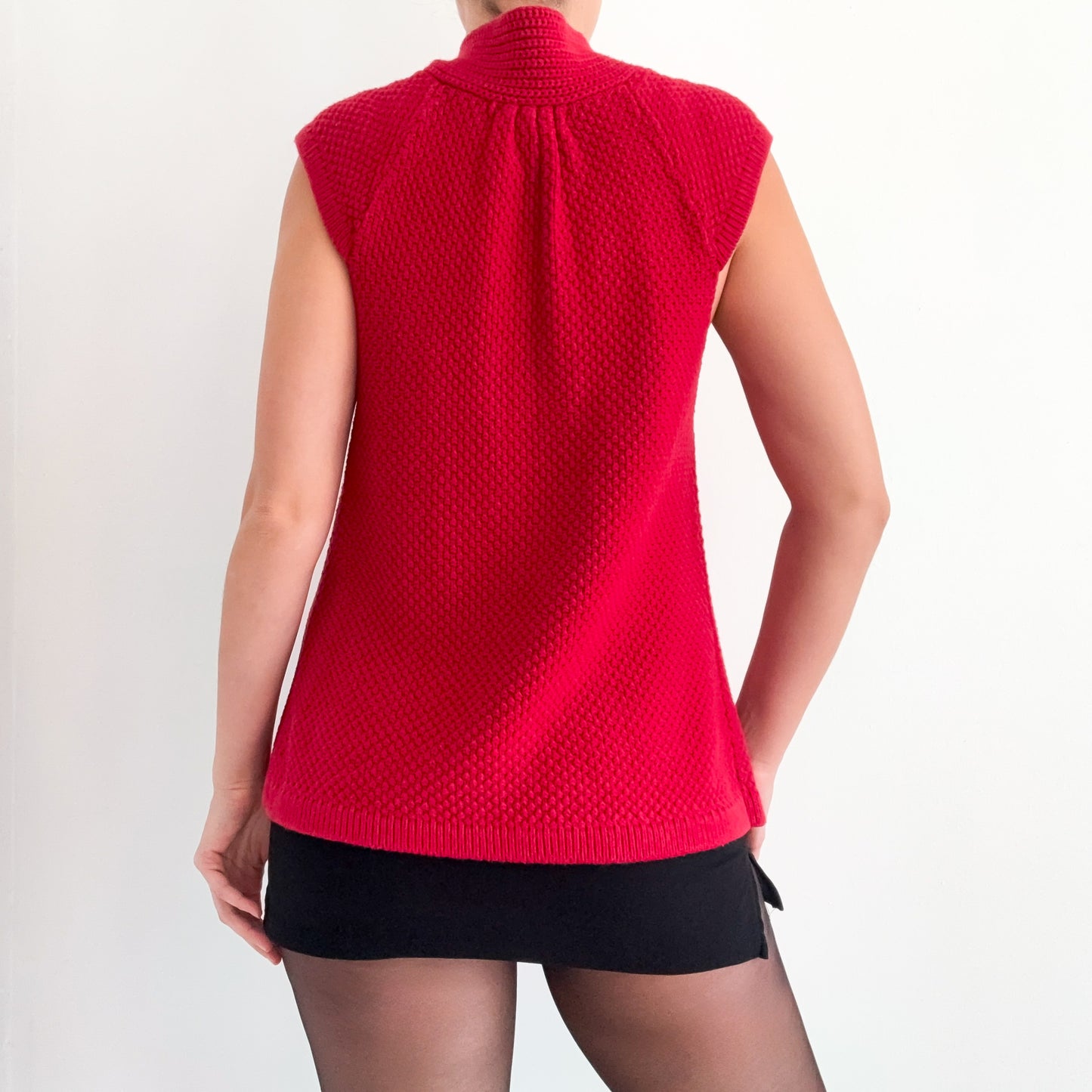 Y2K Cherry Red Knit Cardigan Top / SZ M