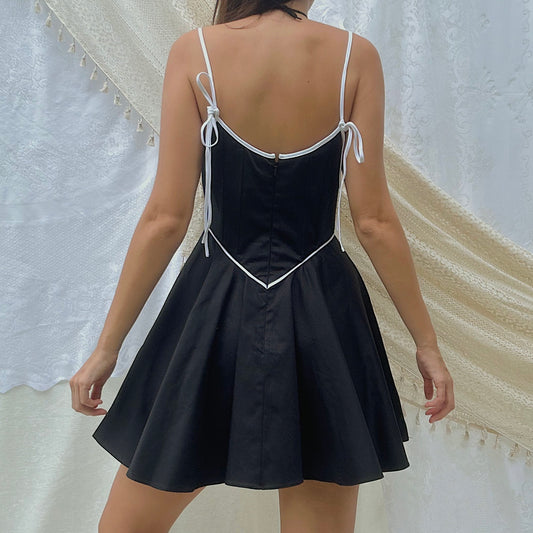 Helsa Black Contrast Mini Dress / SZ M