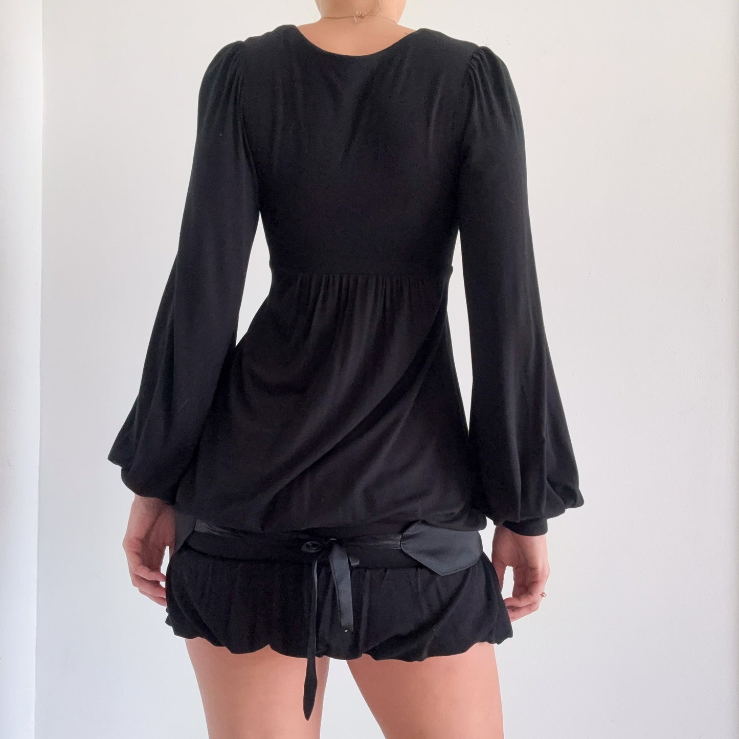 Y2K Black Balloon Sleeve Bubble Dress / SZ XS/S