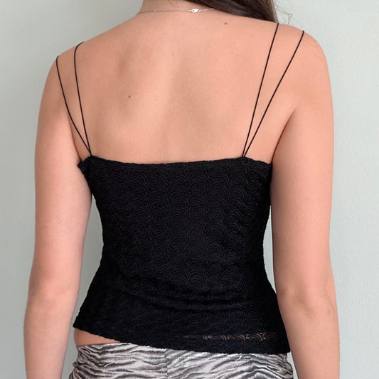 Y2K Black Textured Lace Tank / SZ M