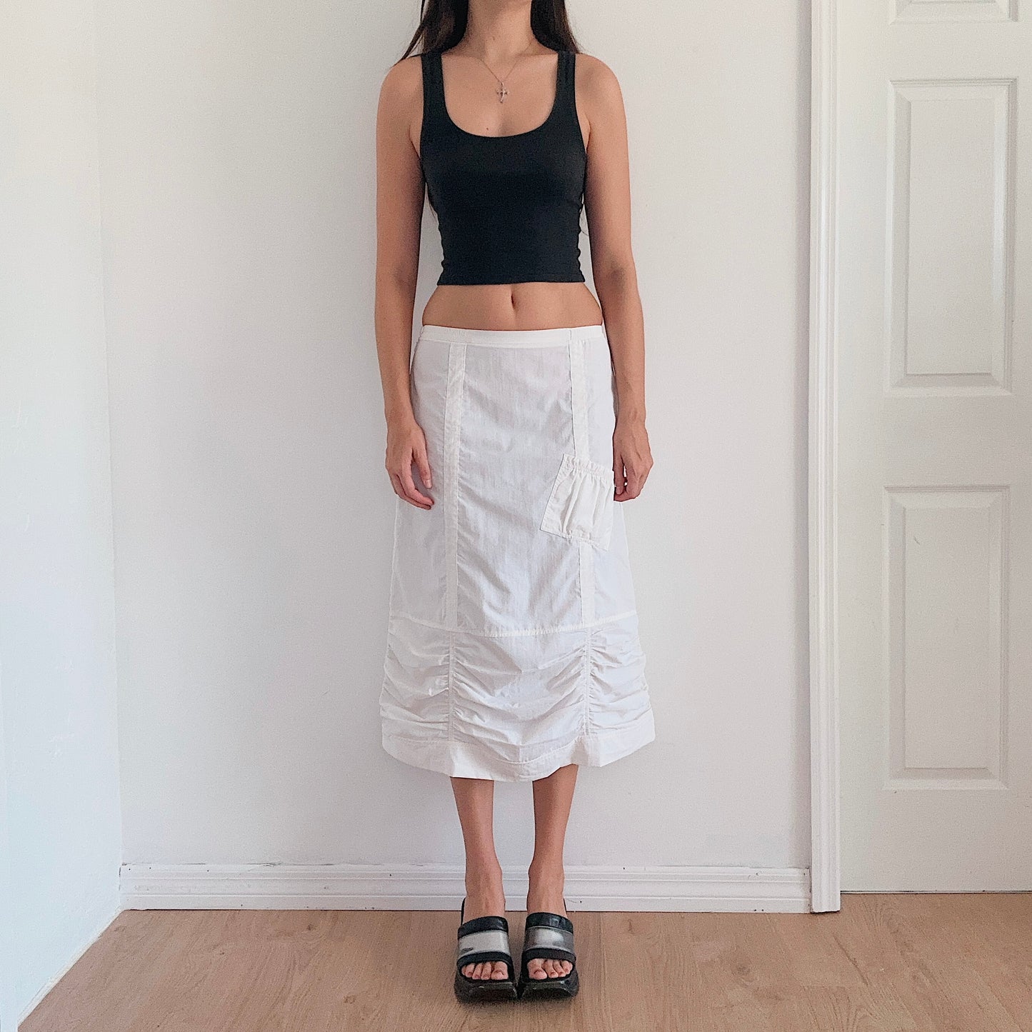 Y2K White Cargo Maxi Skirt / SZ S