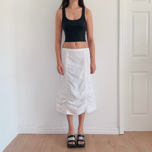 Y2K White Cargo Maxi Skirt / SZ S