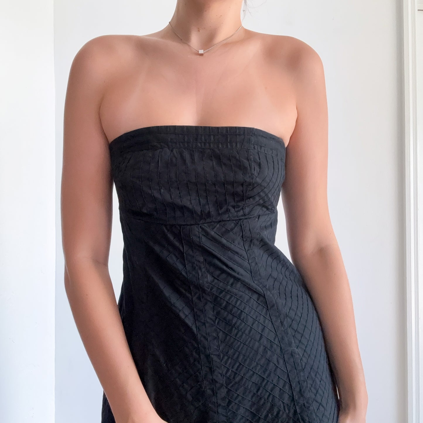 Y2K Black Cotton Tube Midi Dress / SZ 6