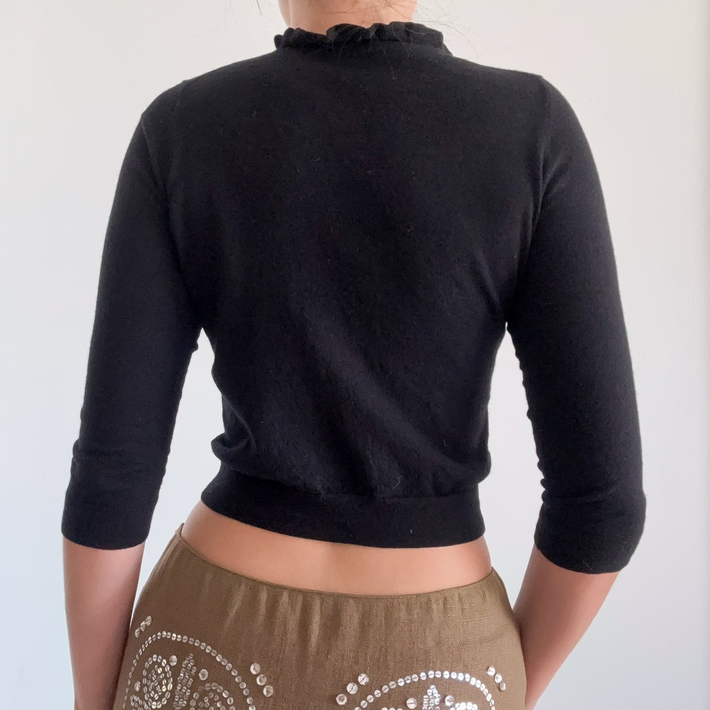 Y2K Black Merino Wool Cardigan / SZ S/M