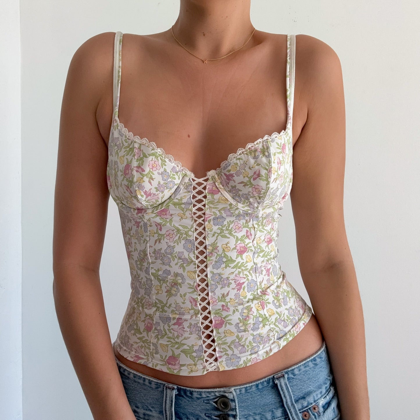 Y2K Rampage Pastel Floral Bustier / SZ S