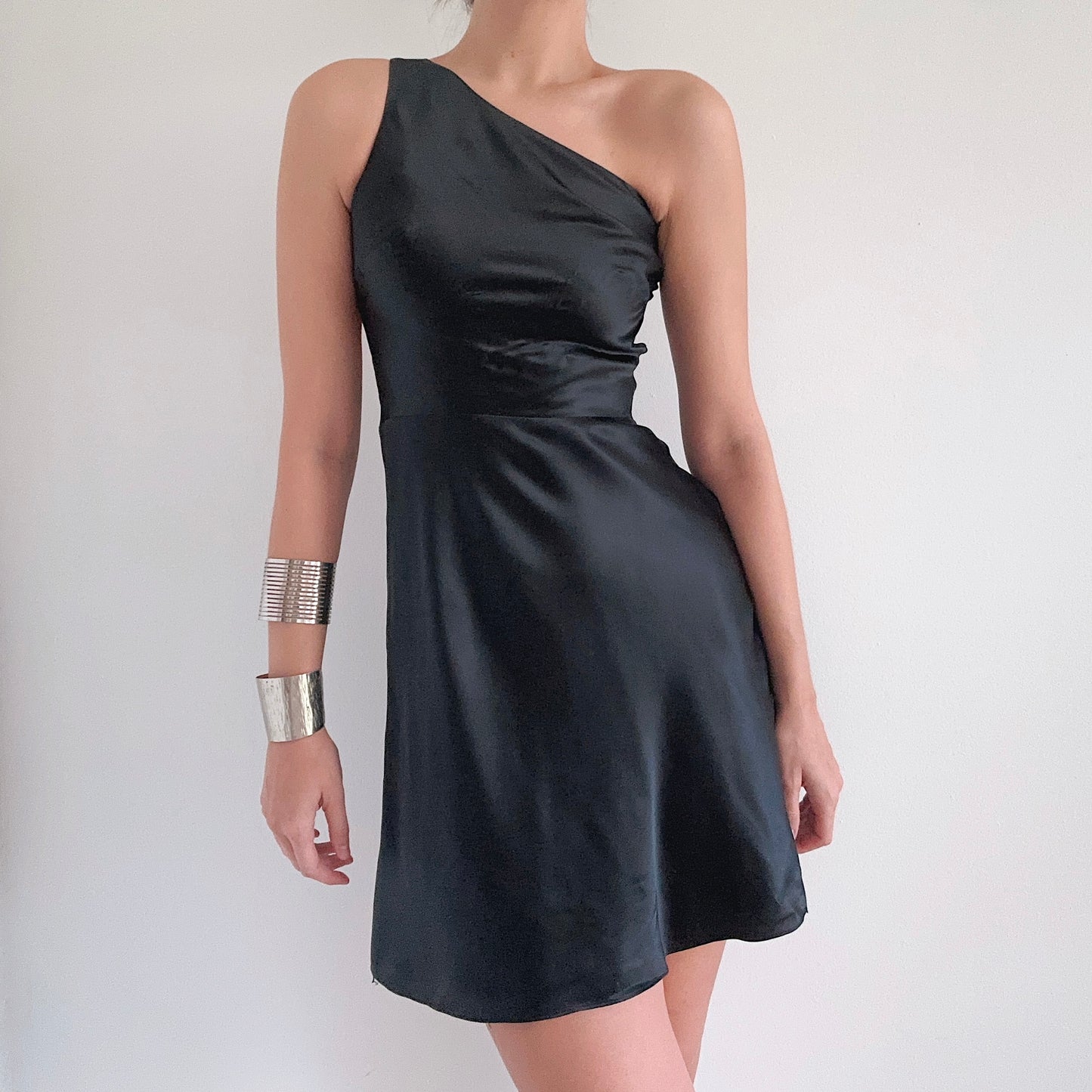 Y2K Black Silk Backless Dress / SZ 2