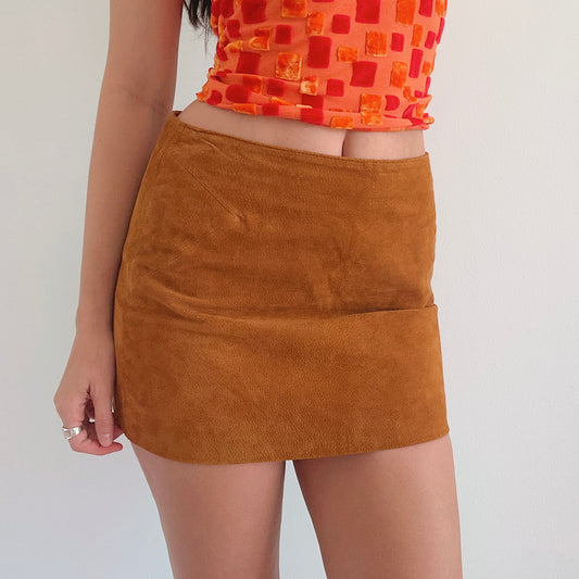 Y2K Chestnut Suede Mini Skirt / SZ M