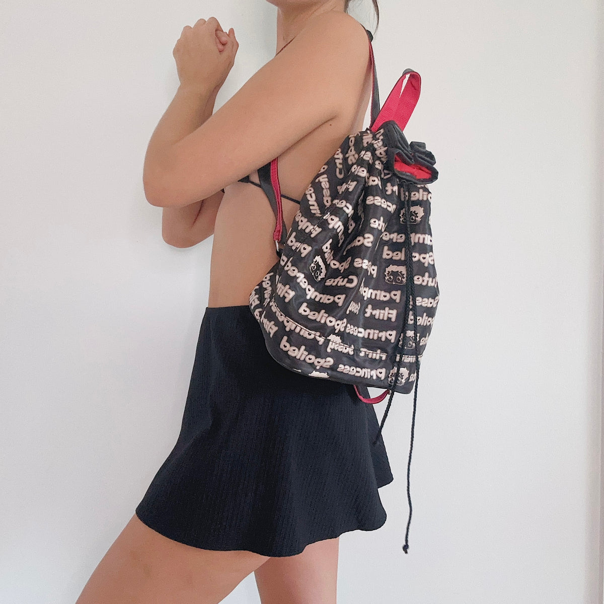 Betty Boop Black Backpack Duo with Red ? Accents. Perfect for Valentines Day! Betty Boop Black & Red Backpack – ivia retro main image 3