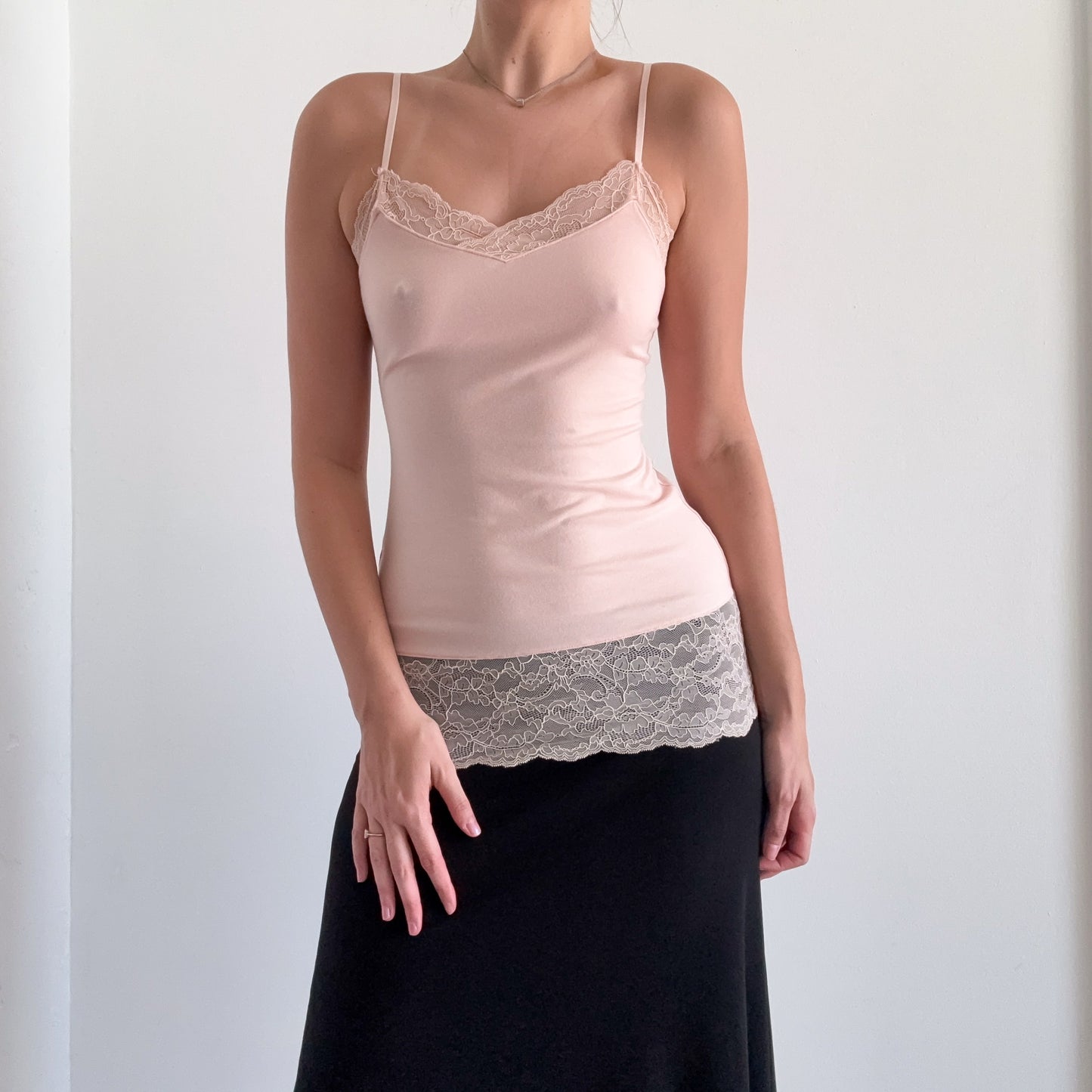 Y2K Baby Pink Lace Cami Tank / SZ XS-S