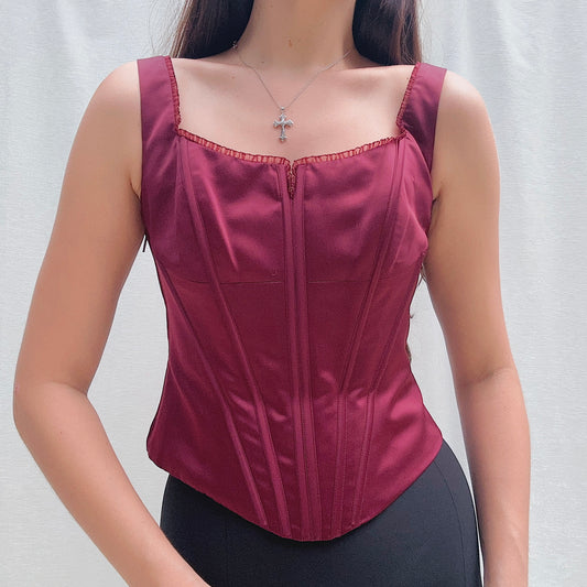 Y2K Burgundy Corset Top / SZ 6