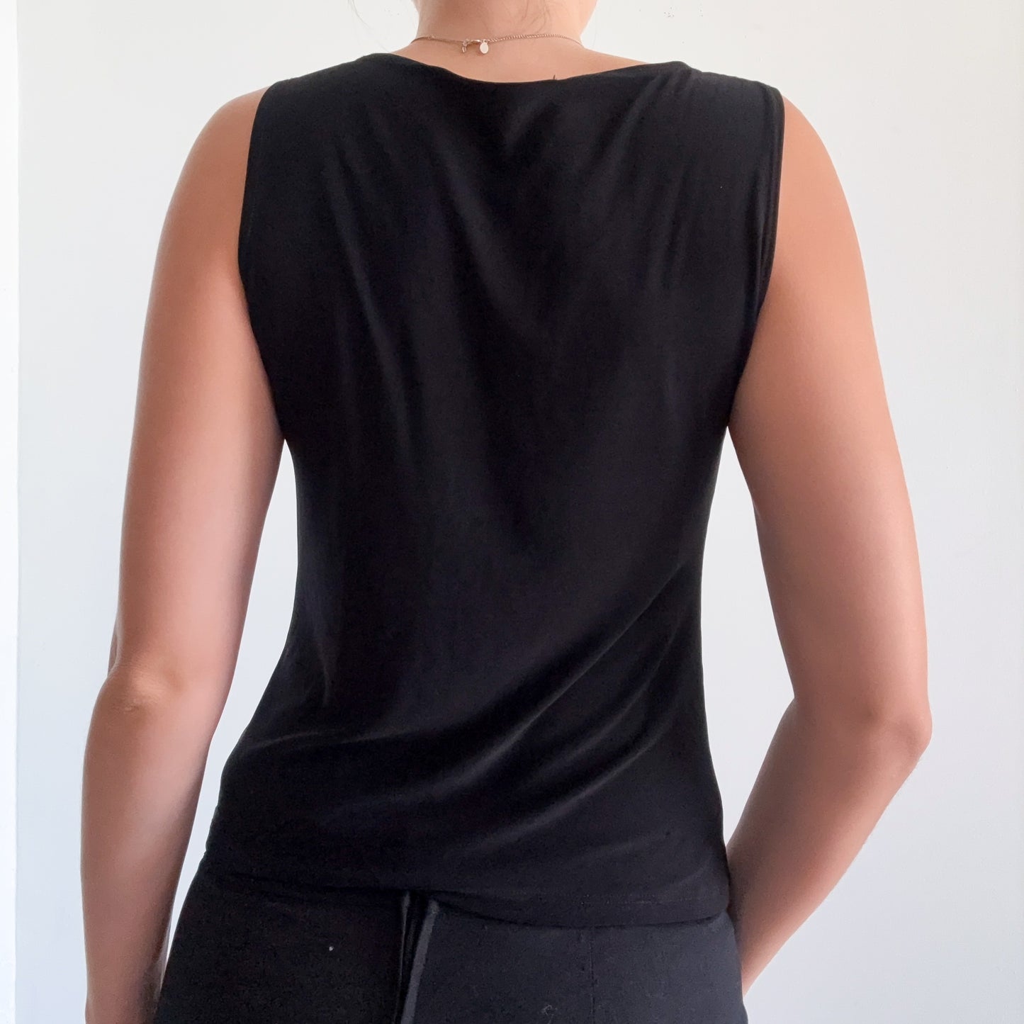 Y2K Black & Pink Floral Draped Top / SZ M-L