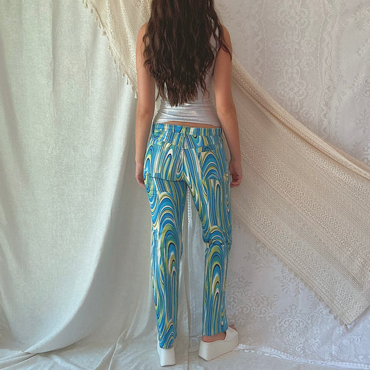 Y2K Blue & Green Swirl Pants / SZ 6/8