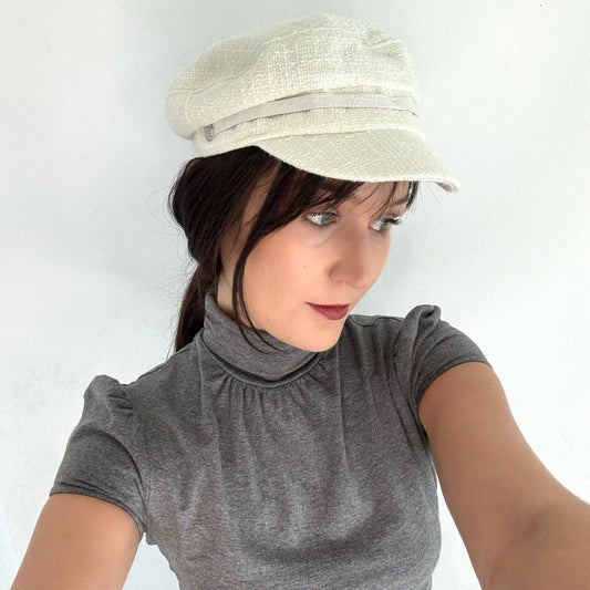 Y2K Ivory Tweed Cap