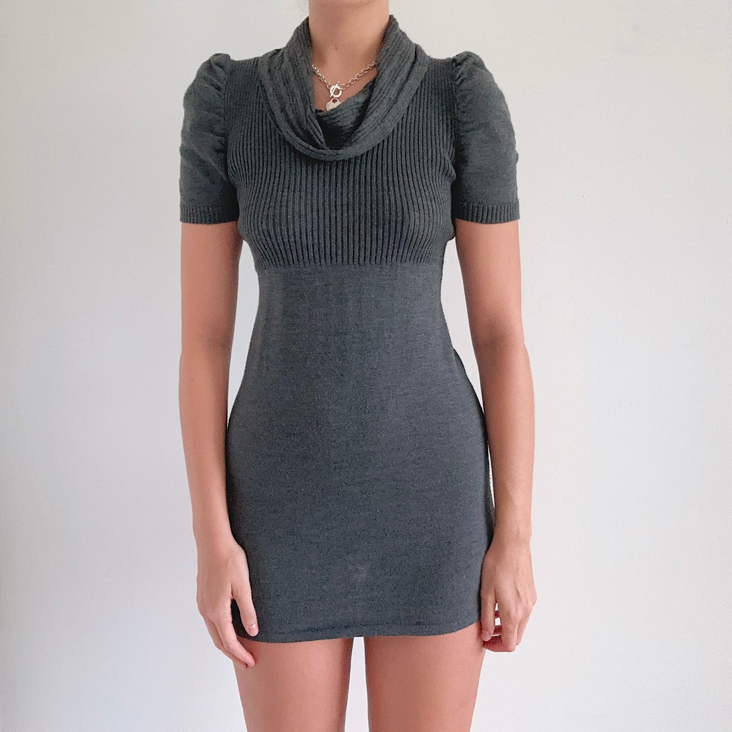 Y2K Dark Grey Mini Sweater Dress / SZ S