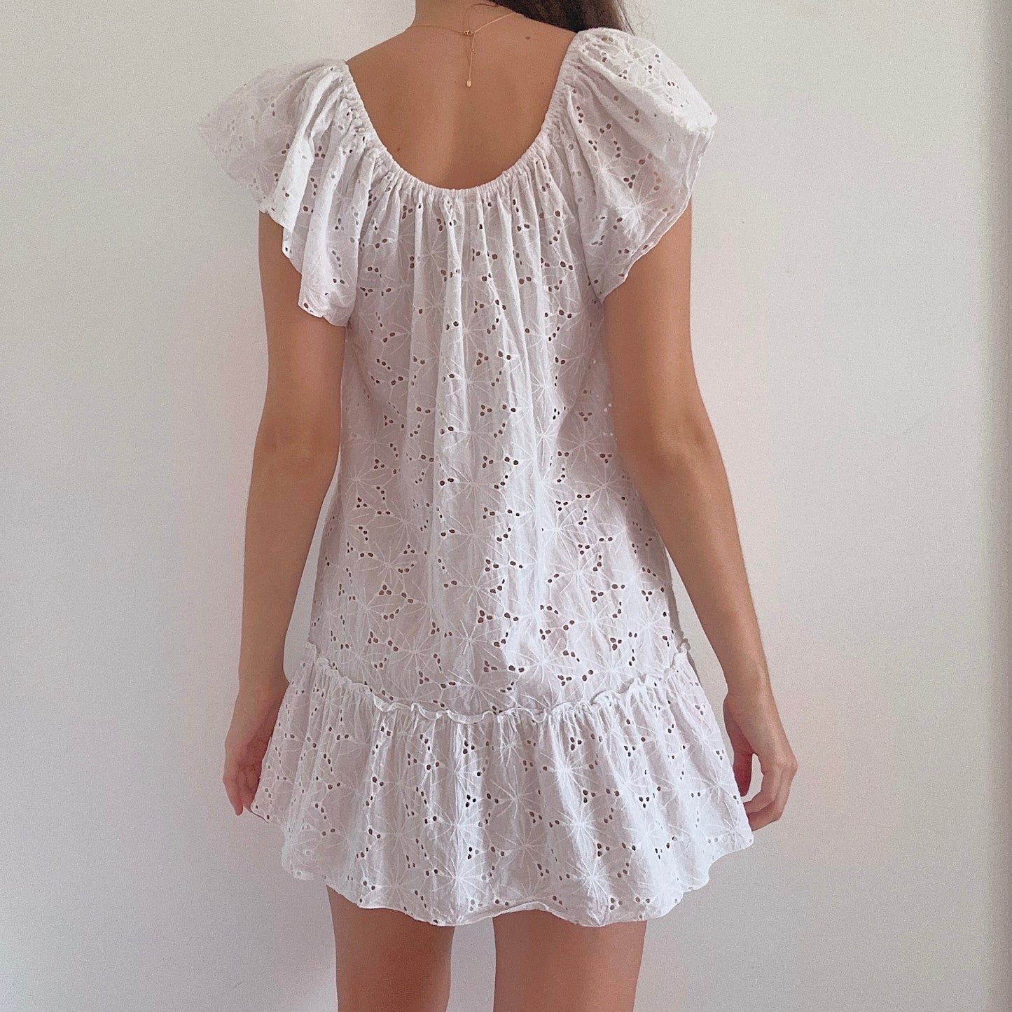 Eberjey White Cotton Eyelet Dress / SZ L