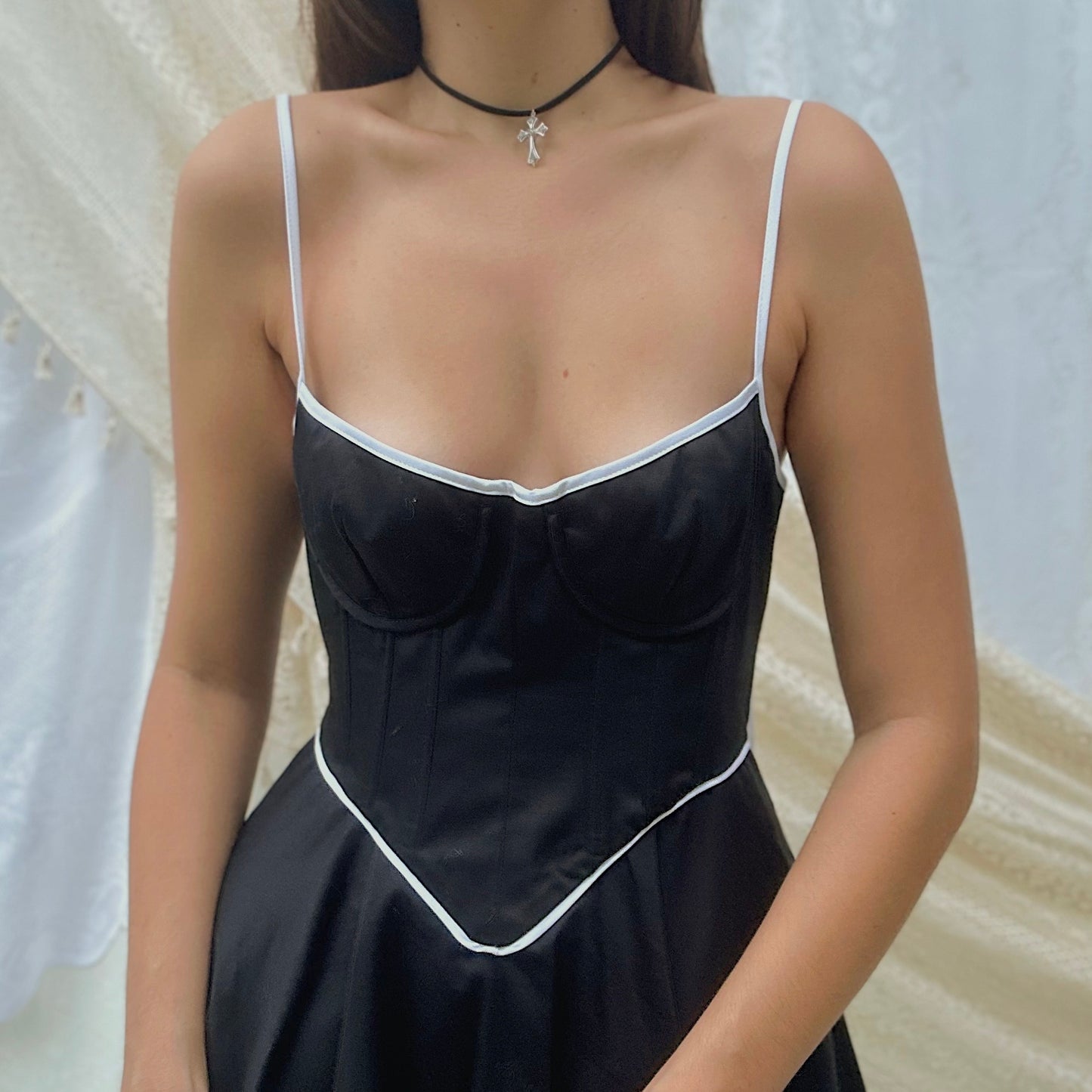 Helsa Black Contrast Mini Dress / SZ M