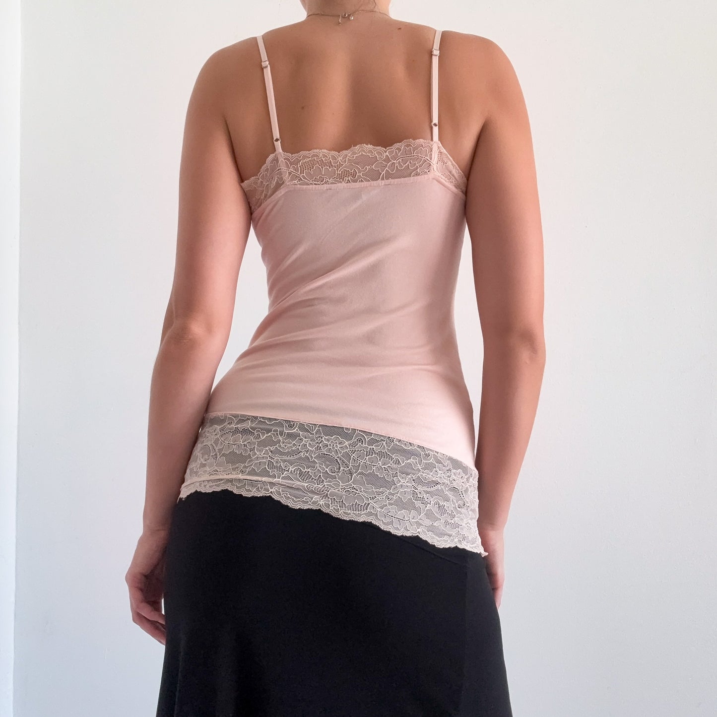 Y2K Baby Pink Lace Cami Tank / SZ XS-S