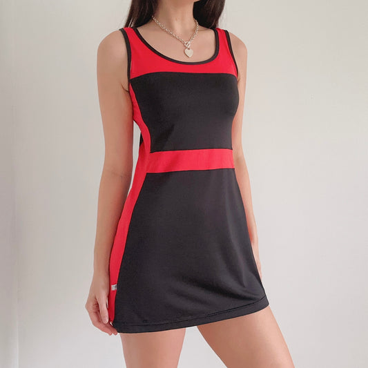Y2K Black & Red Sporty Mini Dress / SZ L