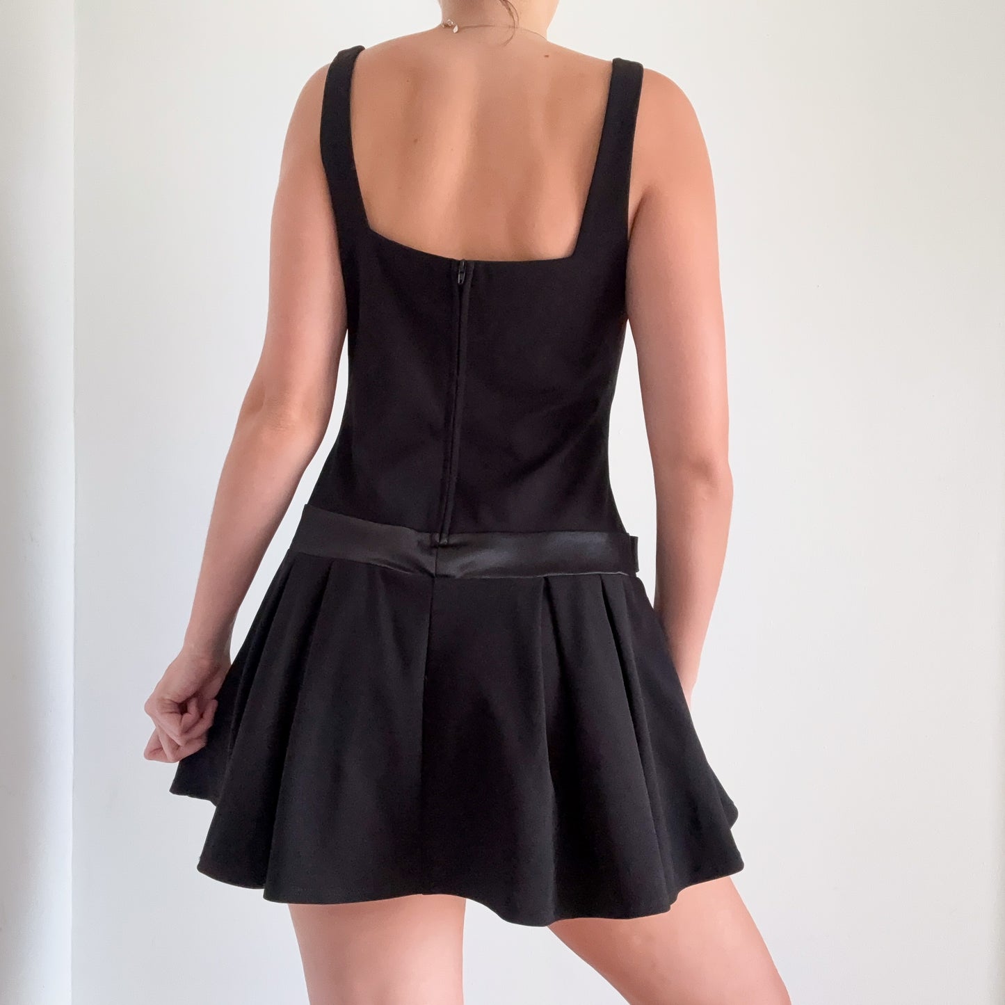 Y2K Black Drop Waist Bow Mini Dress / SZ M/L
