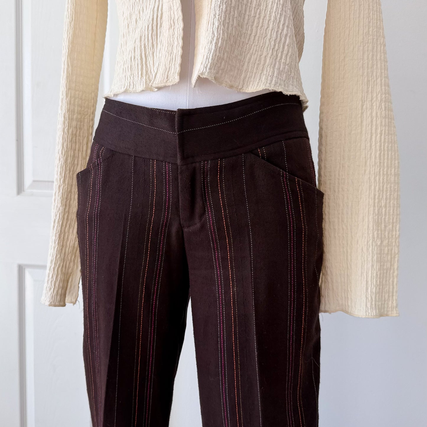 Y2K Rampage Brown Striped Pants / SZ 2