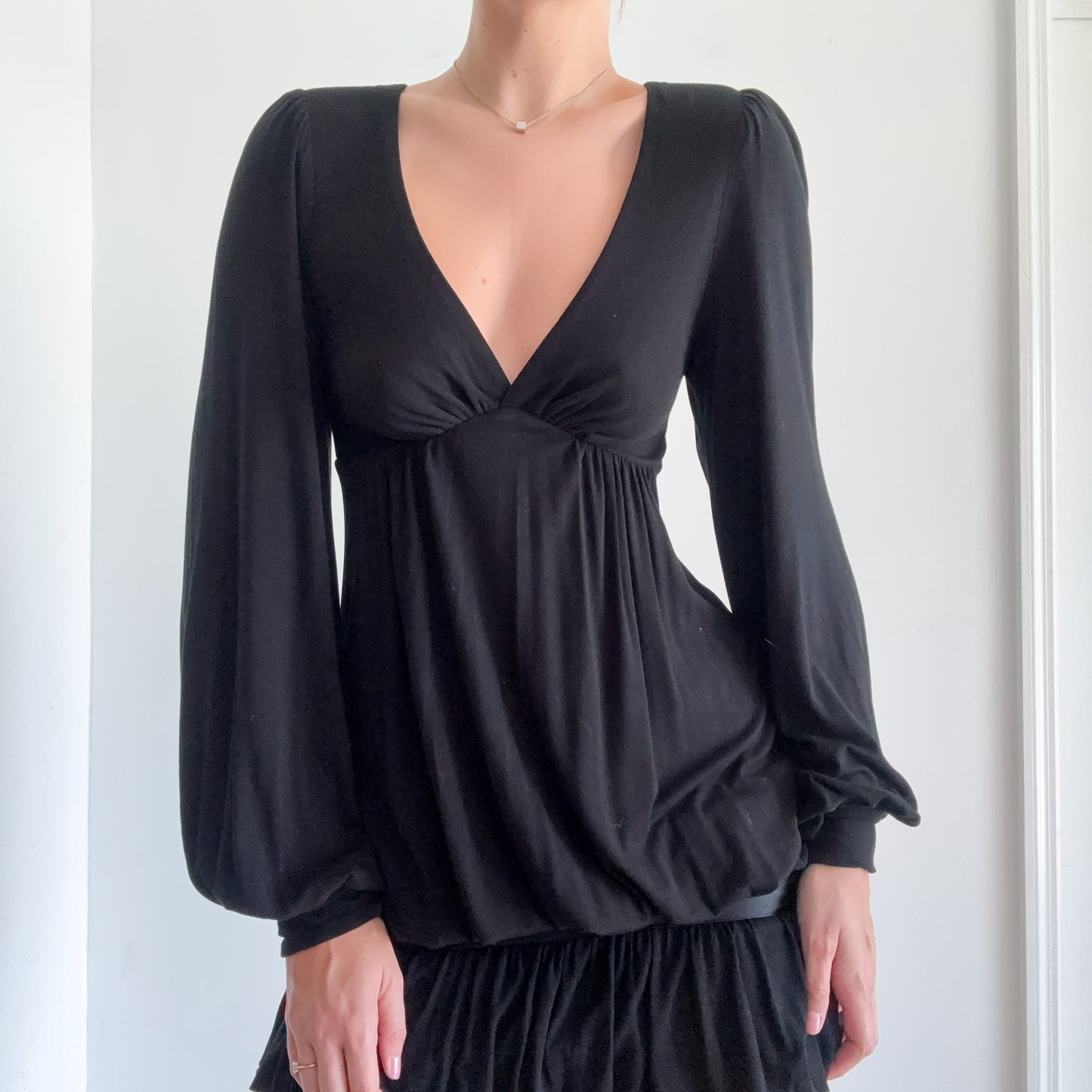 Y2K Black Balloon Sleeve Bubble Dress / SZ XS/S