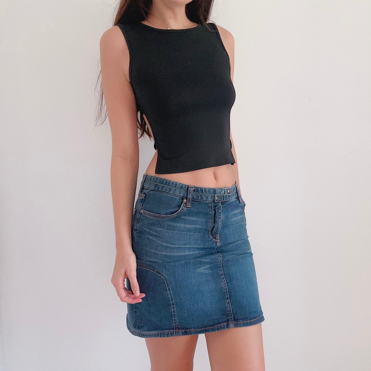 Y2K Dark Denim Low Rise Skirt / SZ S