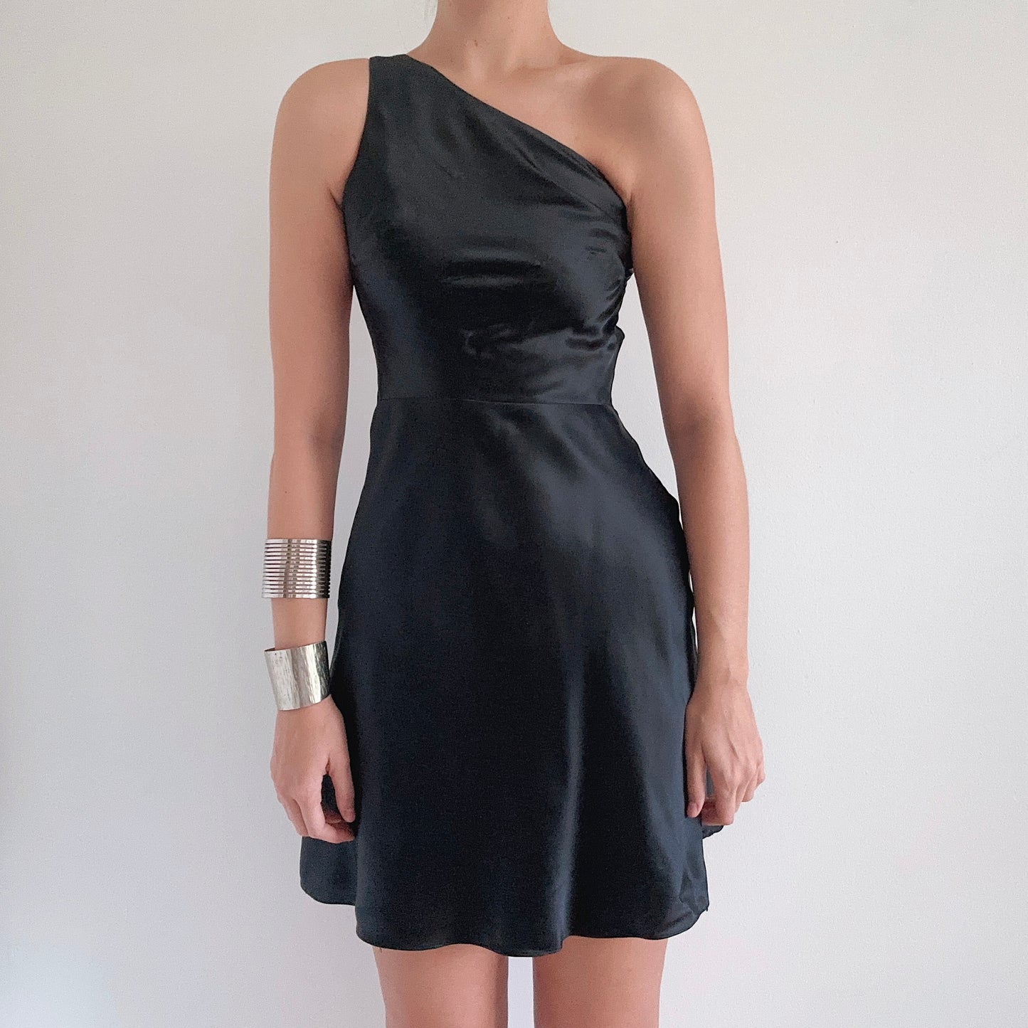 Y2K Black Silk Backless Dress / SZ 2