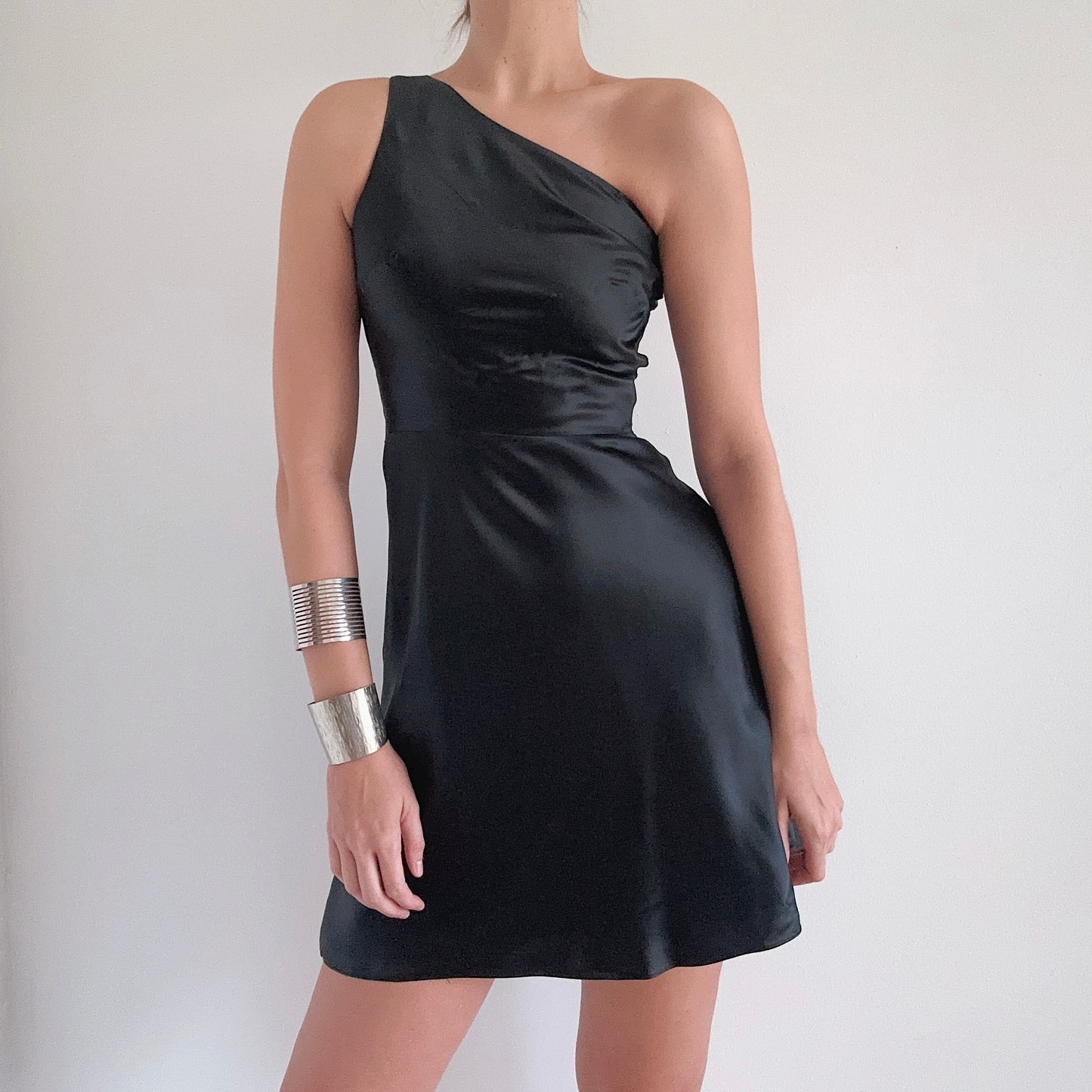 Y2K Black Silk Backless Dress / SZ 2