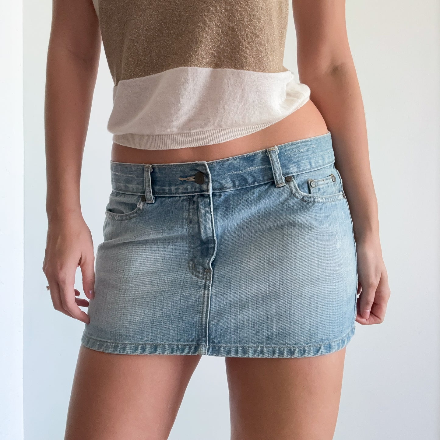 Y2K Light Wash Denim Mini Skirt / SZ L