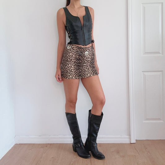 90's Leopard Mini Skirt / SZ 4/6