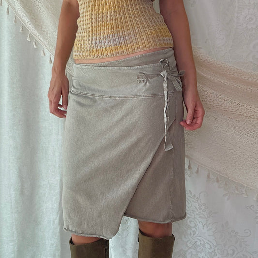 Y2K Taupe Cotton Midi Skirt / SZ M