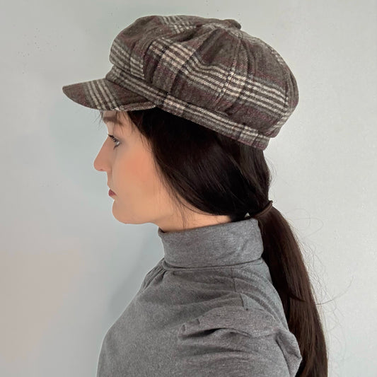 Y2K Brown Plaid Cap