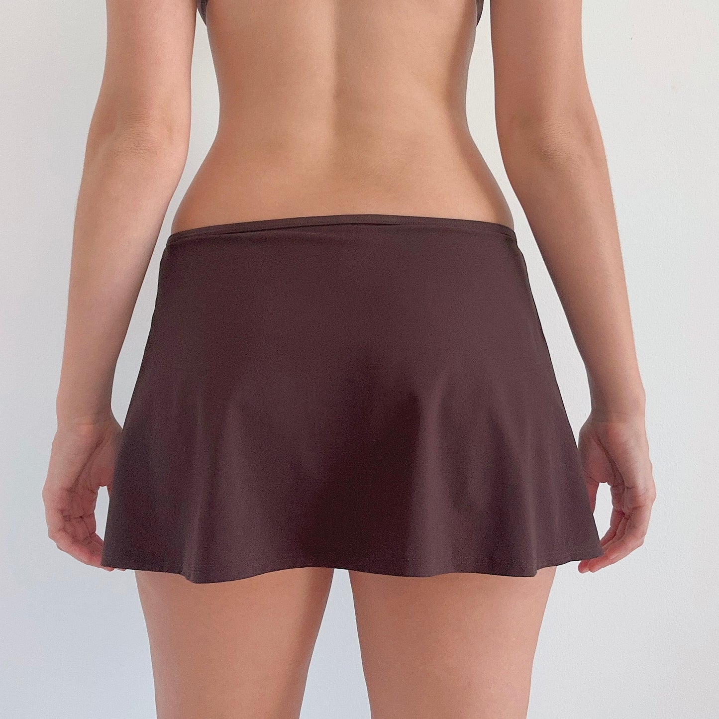 Y2K Brown & White Mini Swim Skirt / SZ M