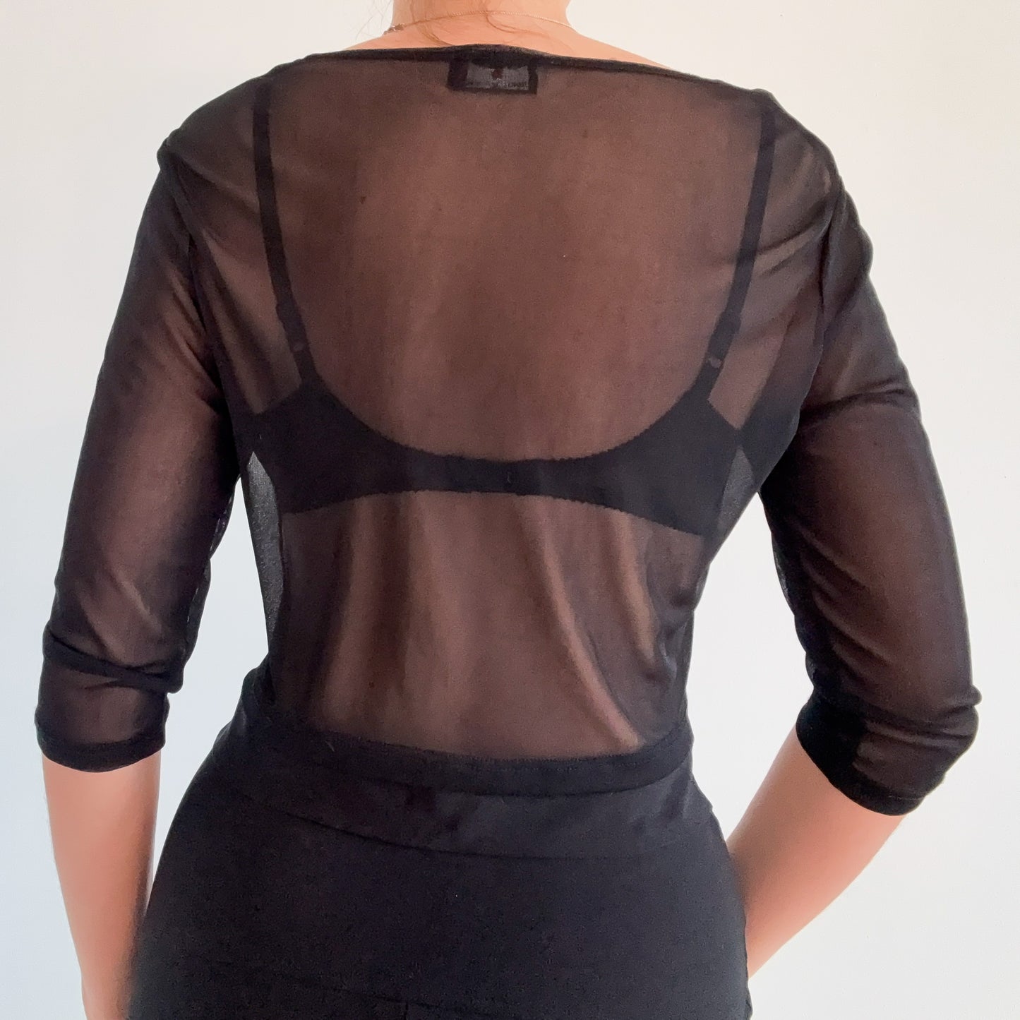 90's Black Mesh Cropped Cardigan / SZ M