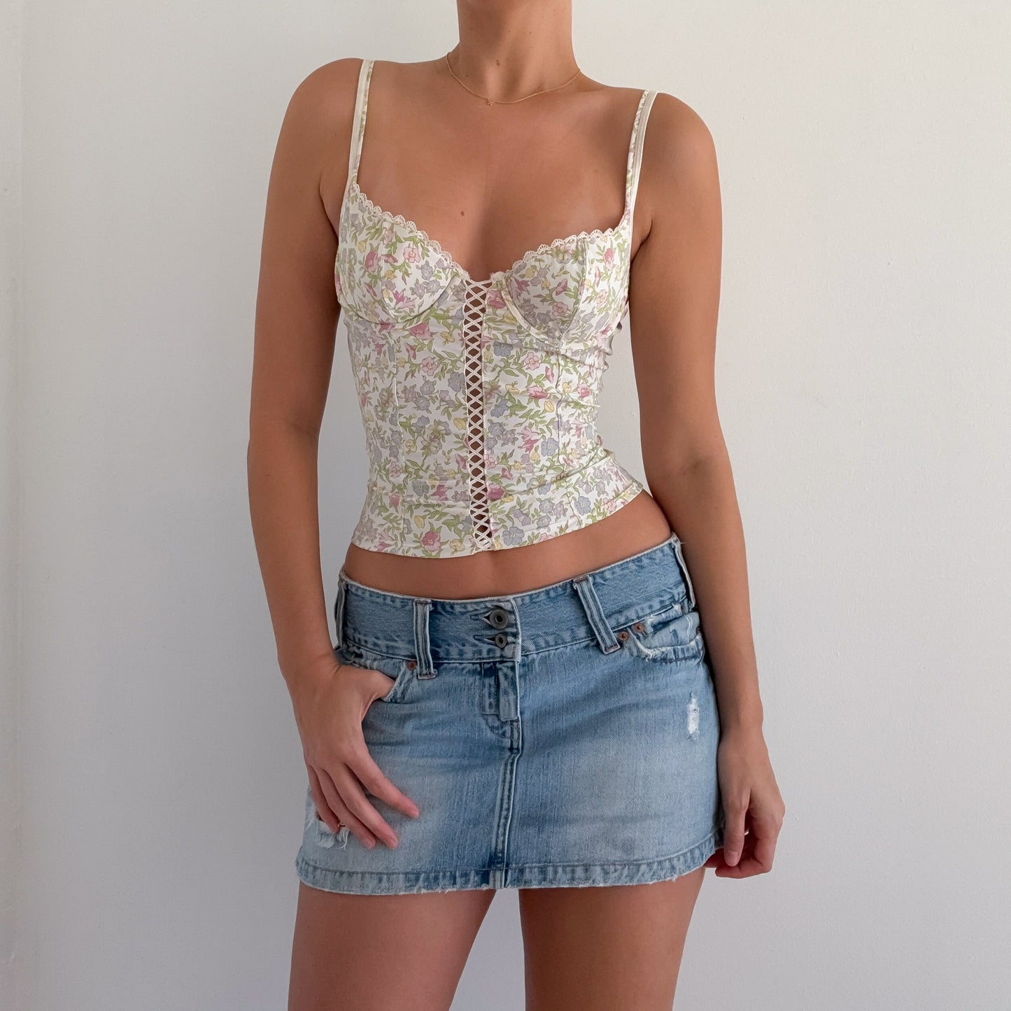 Y2K Rampage Pastel Floral Bustier / SZ S