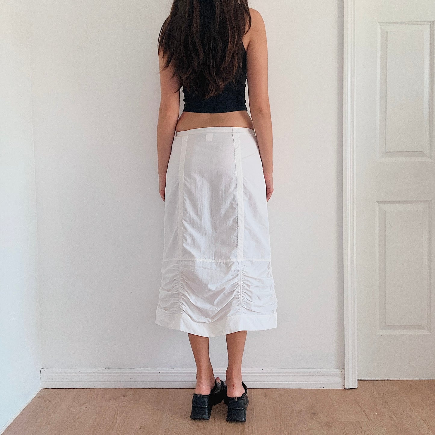 Y2K White Cargo Maxi Skirt / SZ S