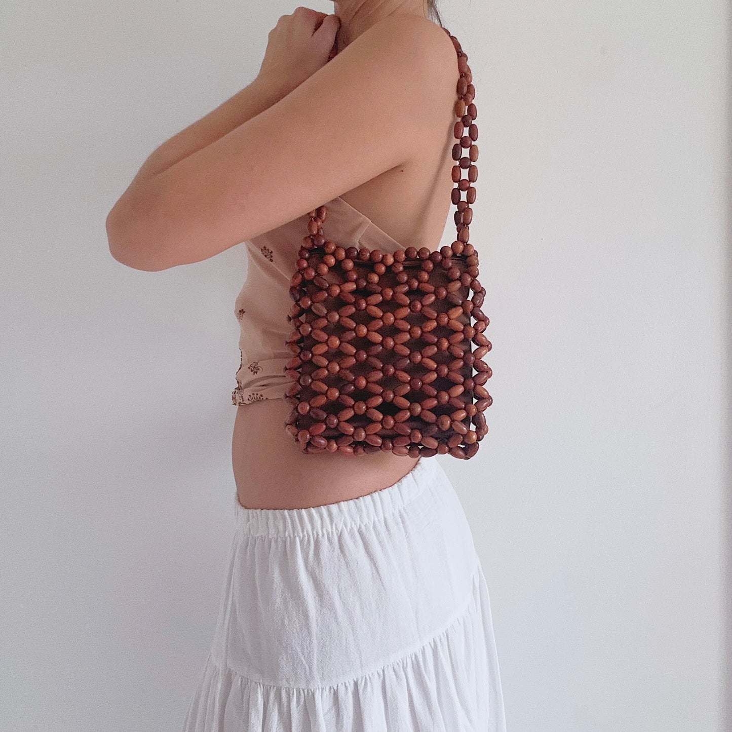 Wooden Bead Mini Handbag