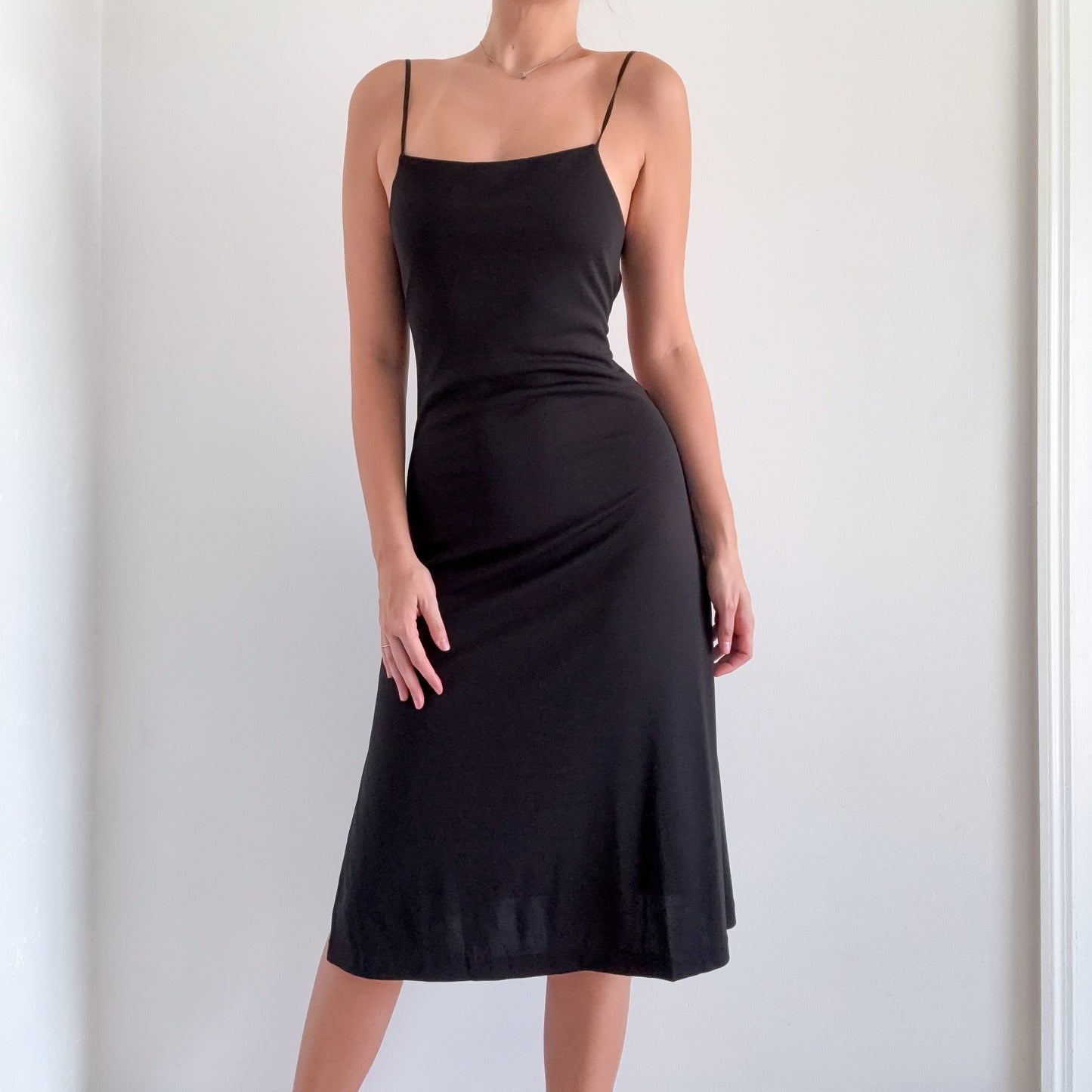 Y2K Black Crossback Midi Dress / SZ M