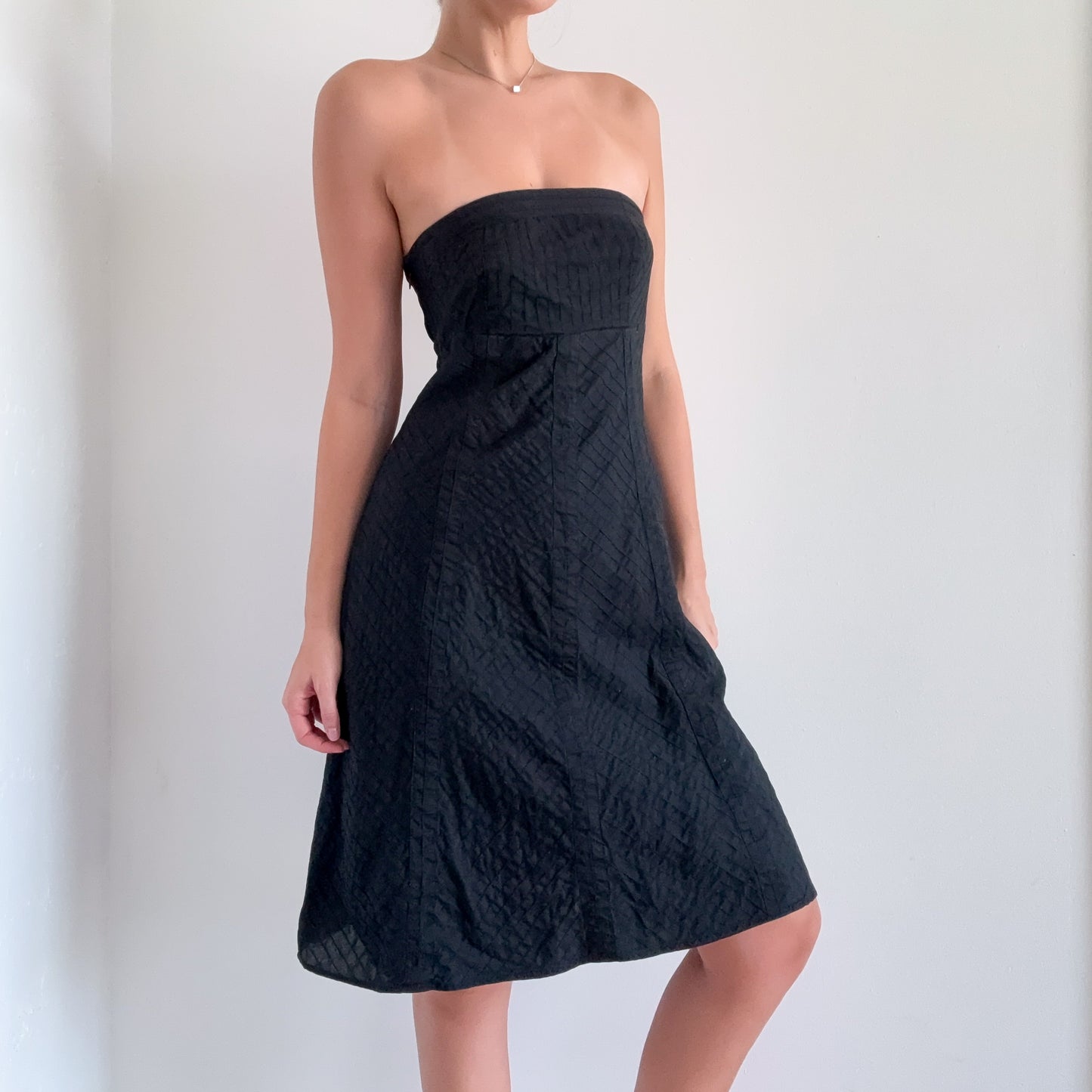 Y2K Black Cotton Tube Midi Dress / SZ 6