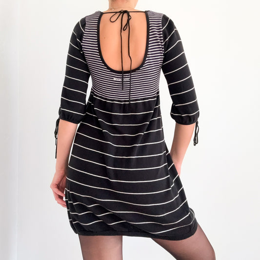 Y2K DKNY Black & Purple Striped Knit Dress / SZ L