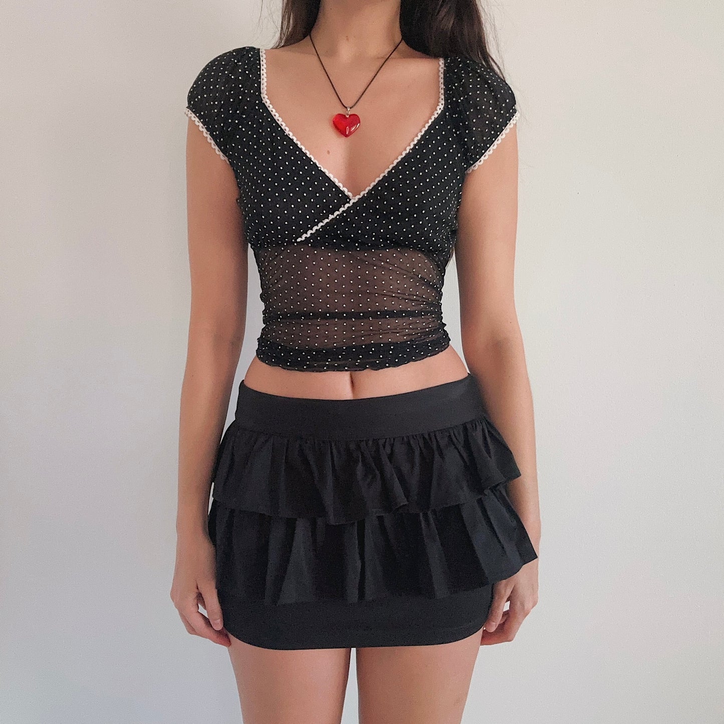 Y2K Black Ruffle Mini Skirt / SZ M