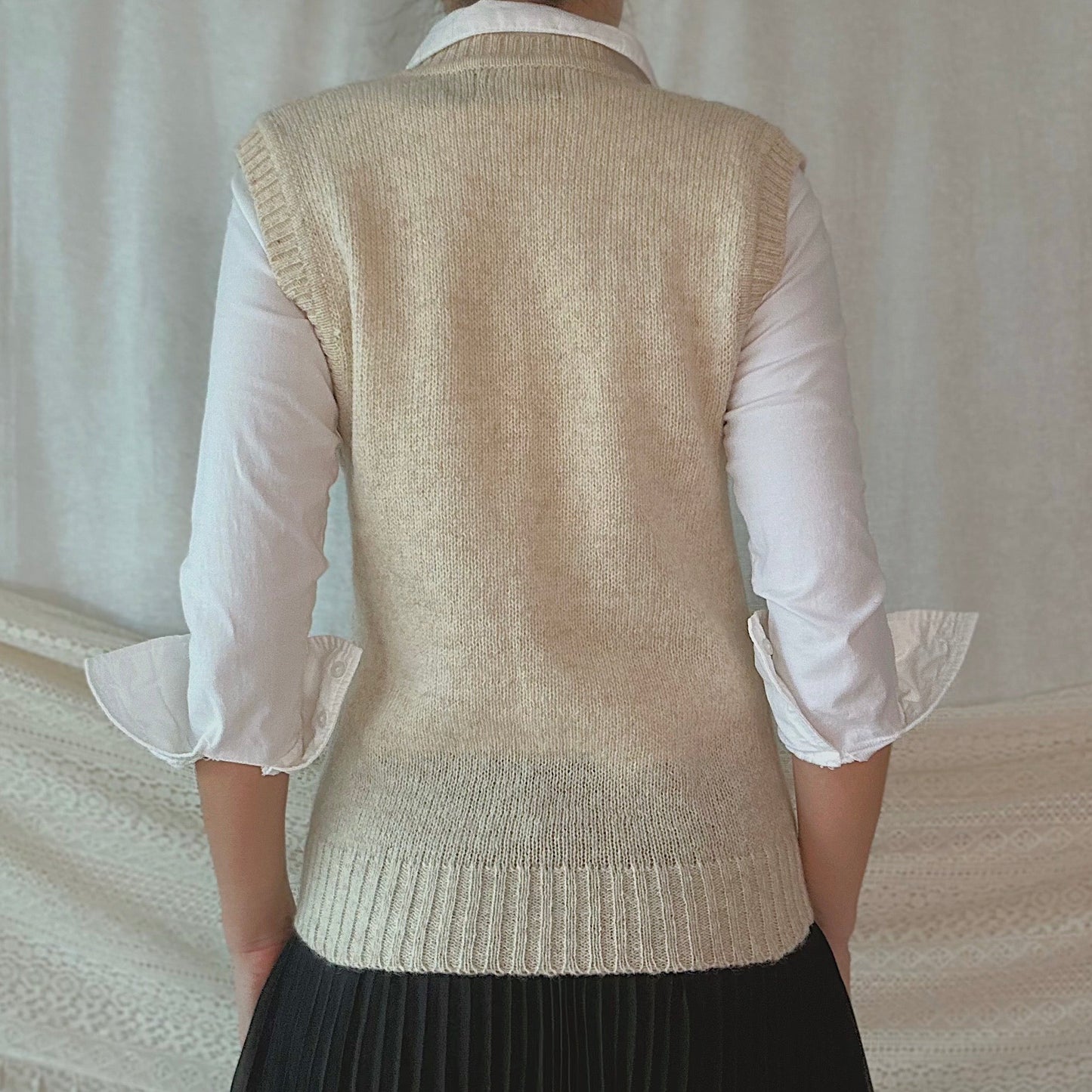 70's Cream Wool Sweater Vest / SZ S