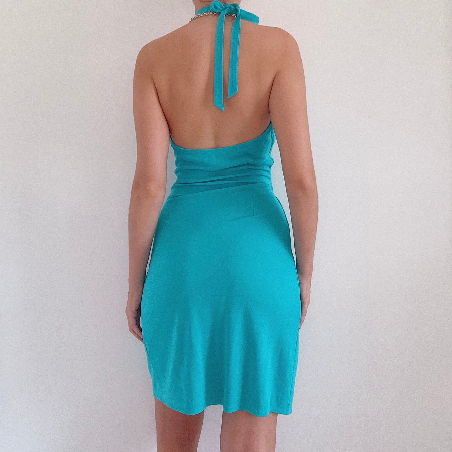 Y2K Teal Wrap Style Halter Dress / SZ 6