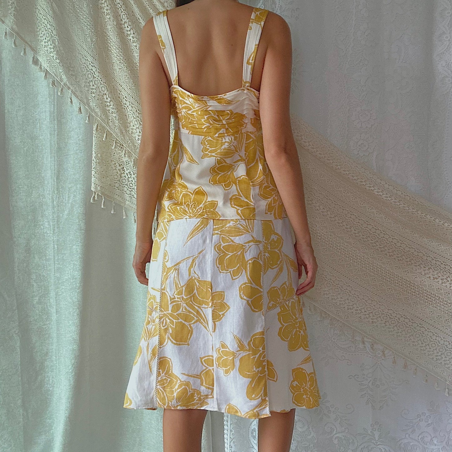 Y2K Yellow & Ivory Printed Skirt Set / SZ 6/8