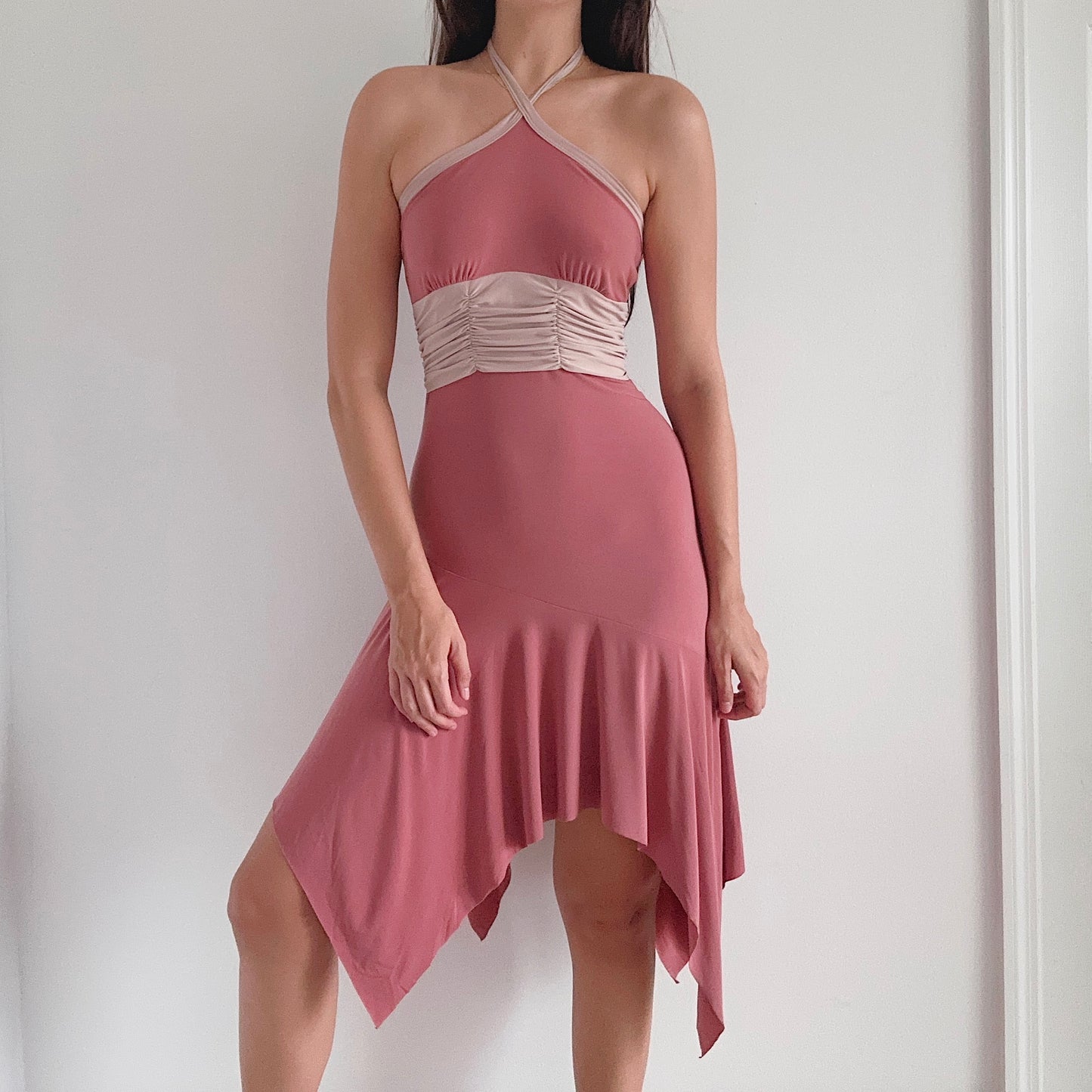 Y2K Terracotta & Nude Midi Dress / SZ M