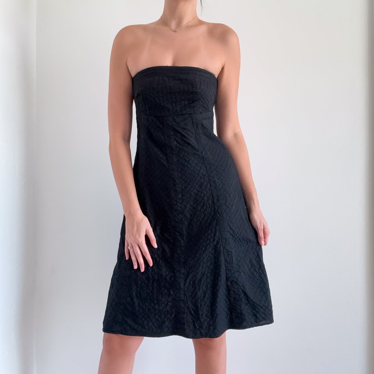 Y2K Black Cotton Tube Midi Dress / SZ 6